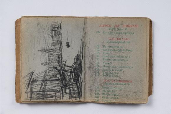 Coronari Auctions BVEugeen Van Mieghem (1875-1930): A sketchbook with scenes of daily life in Antwerp, charcoal and pastel, dated 22 and 23 August 1901