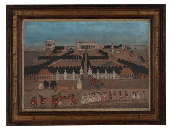 DreweattsCOMPANY SCHOOL (CIRCA 1770), LANDSCAPE WITH A EUROPEAN RESIDENCE NEAR MURSHIDABAD OR KASIMBAZAR