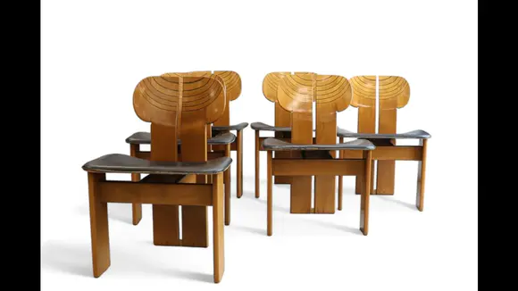 Goldfield Auction sarlsAfra and Tobia SCARPA (1935- ) Exceptional set of one table and six chairs model 