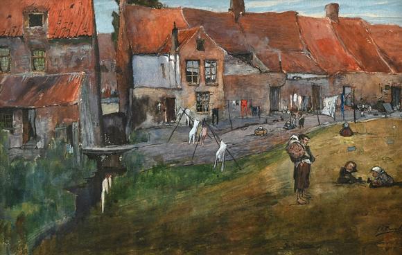 Loeckx AuctioneersJules De Bruycker (1908): drawing watercolor / gou…