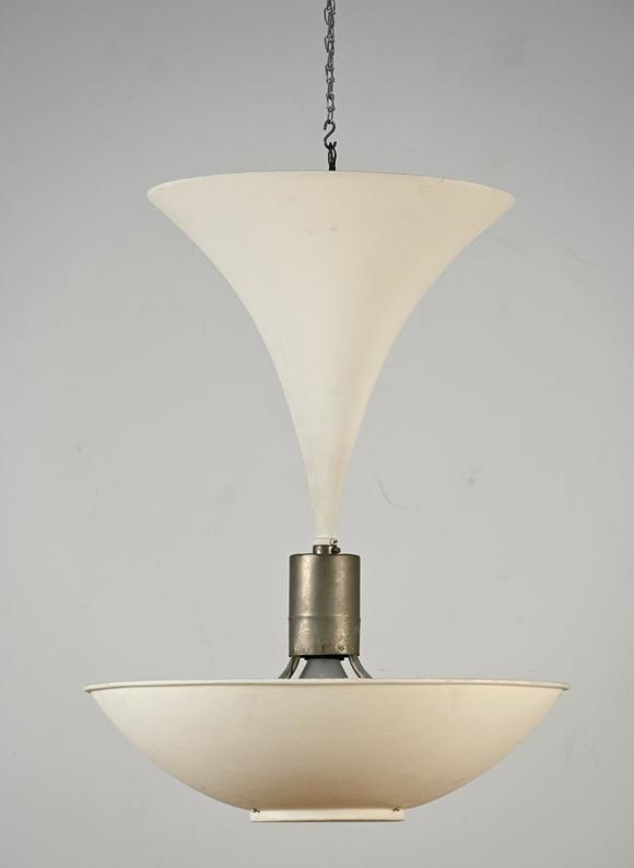 Loeckx AuctioneersA white hanging lamp, probably \'50s - \'60s (*)…