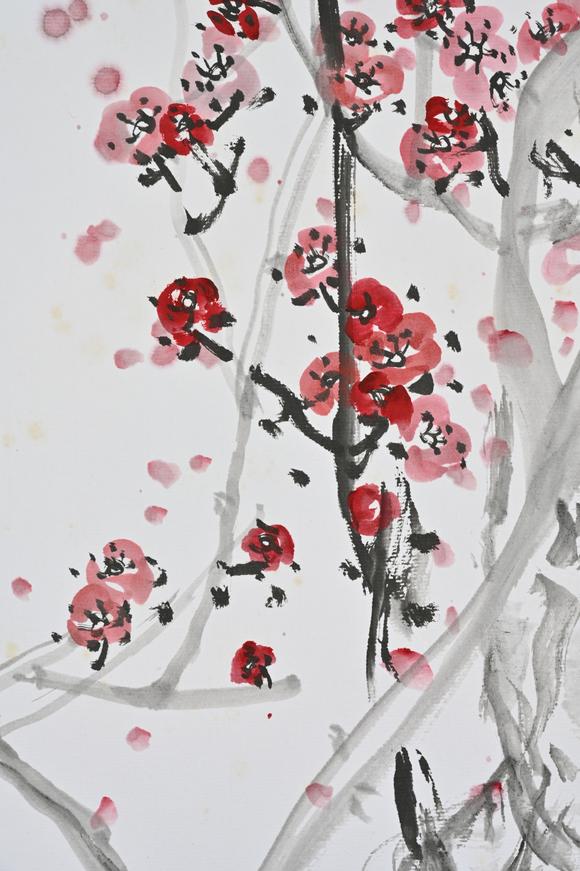 三杉美術(shù)茹桂、亞明為中日友好畫廊作 行書、紅梅