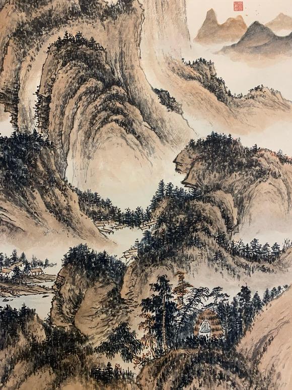 日本松町古美張大千 策杖行吟圖