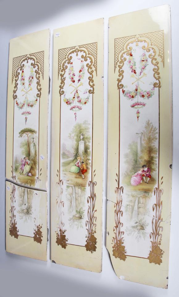 TooveysAn eighteen tile panel printed with a chinoiserie landscape, mid-20t