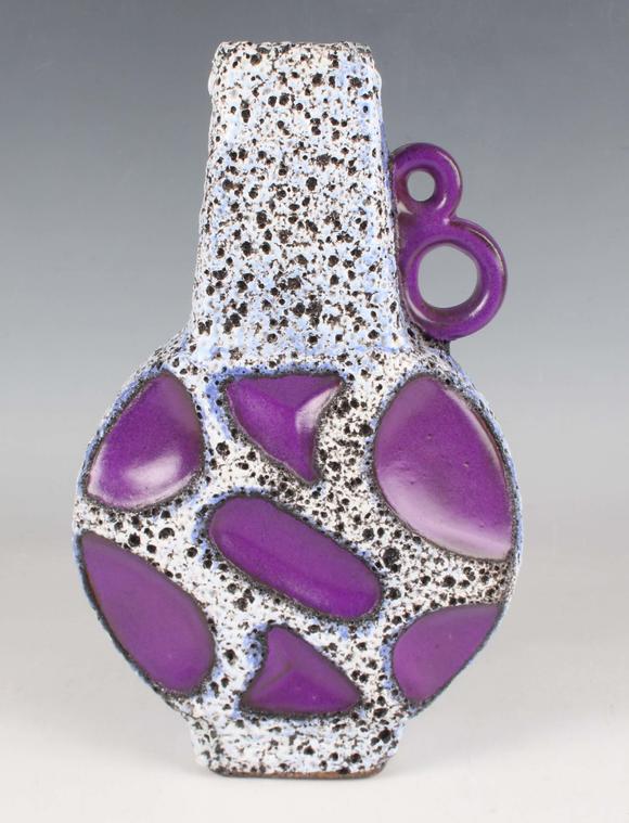 TooveysA Roth Keramik Banjo shape ring handled jug or vase, 1970s, shape No
