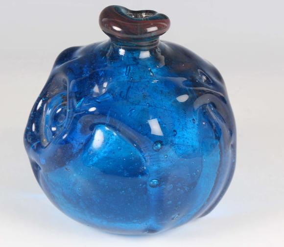 TooveysAn early Samuel Herman studio glass vase, dated 1967, the cobalt blu