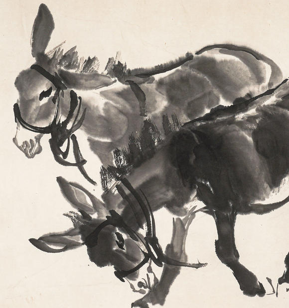 中鴻信黃胄 （1925-1997） 雙驢圖