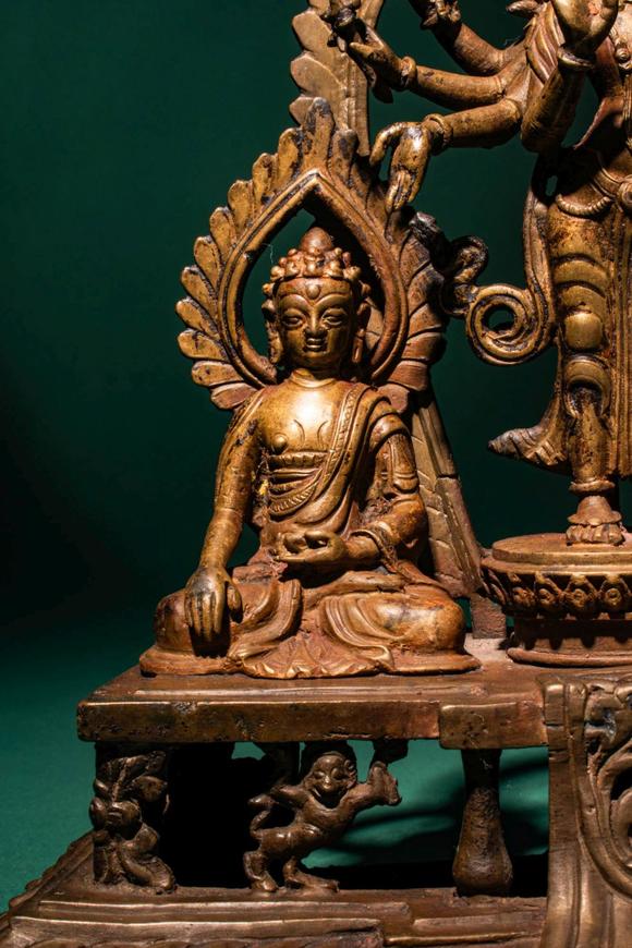 Apollo Art AuctionsCa. 18th - 19th century AD. >
A finely cast bronze triadic group centred on Amoghapasha Lokeshvar