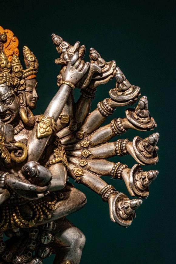 Apollo Art AuctionsCa. 18th-19th century AD. >
A powerful silver and parcel-gilt figure of Chakrasamvara in union wi