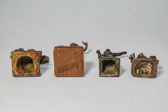 Apollo Art AuctionsCa. 14th-19th century AD. A group of four cast bronze figures depicting various Hindu deities, in