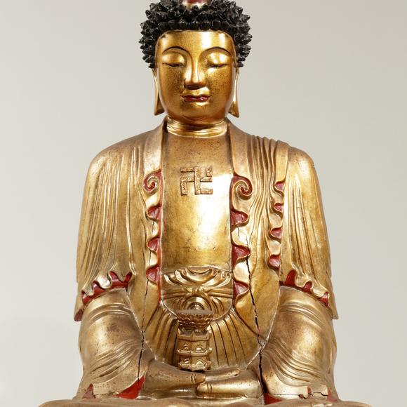 東京飛鳥(niǎo)清 木雕漆金如來(lái)像