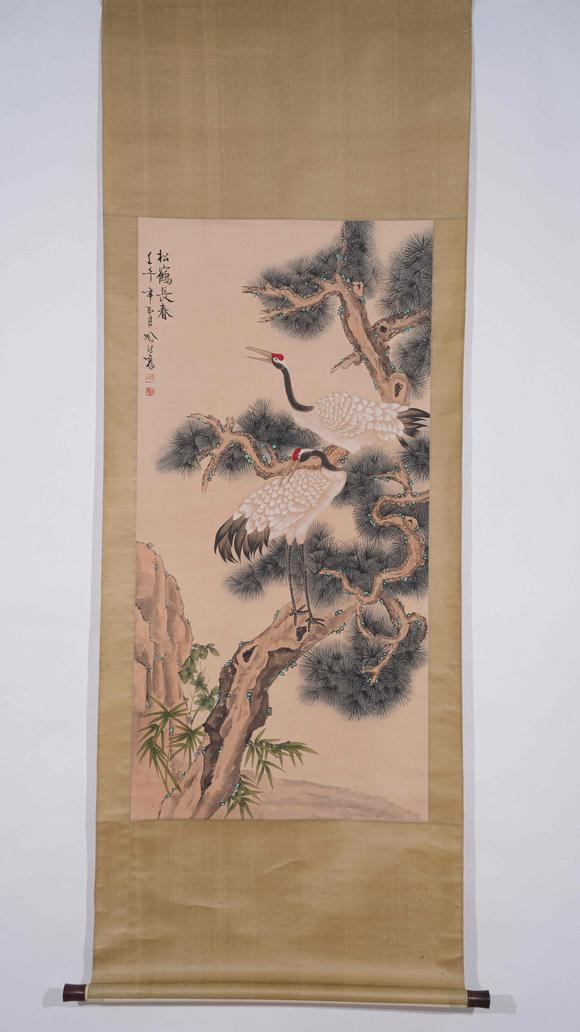 千葉大和喻繼高紙本松鶴長(zhǎng)春圖畫