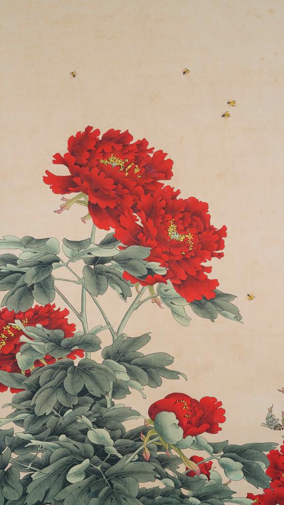 千葉大和於非闇紙本花卉圖畫