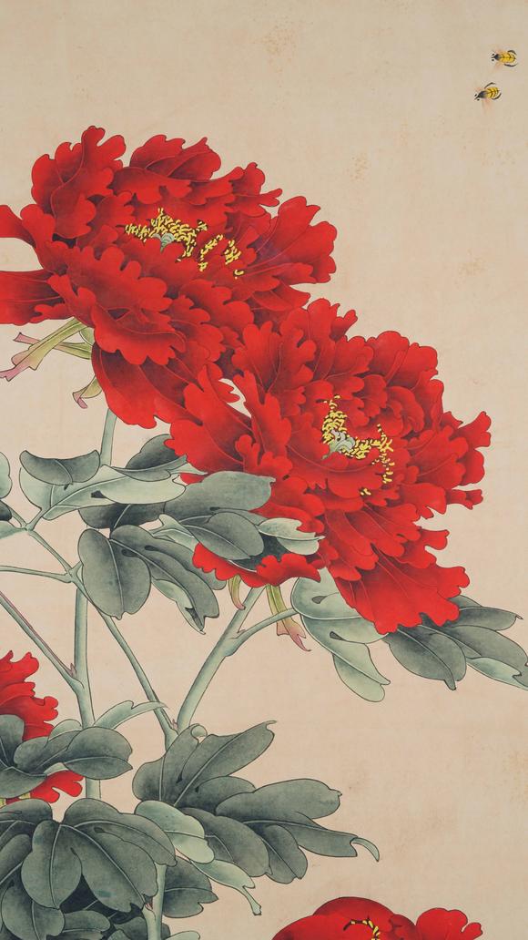 千葉大和於非闇紙本花卉圖畫