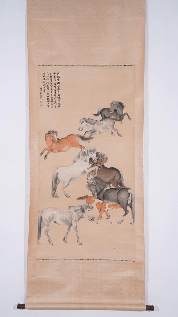 千葉大和殷梓湘紙本八駿圖畫