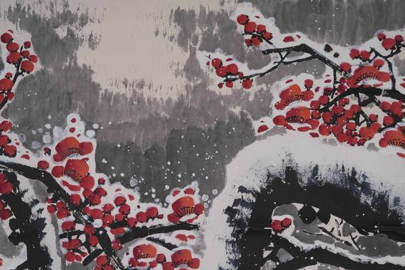 千葉大和王成喜紙本梅花圖畫(huà)