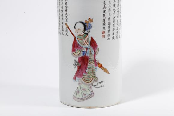 千葉大和粉彩人物故事紋帽筒（一對(duì)）