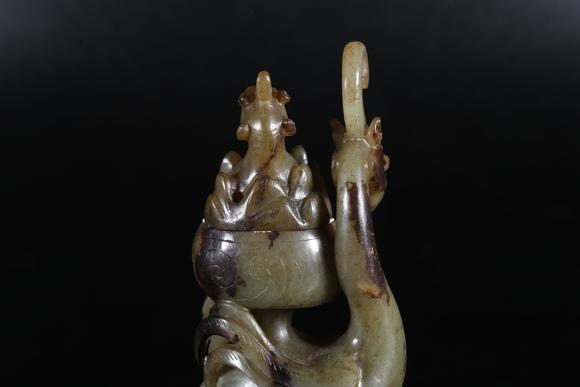 千葉大和高古玉雕龍鳳紋博山爐（一對）