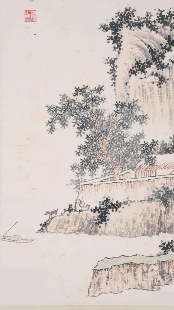 千葉大和溥儒紙本山水圖畫