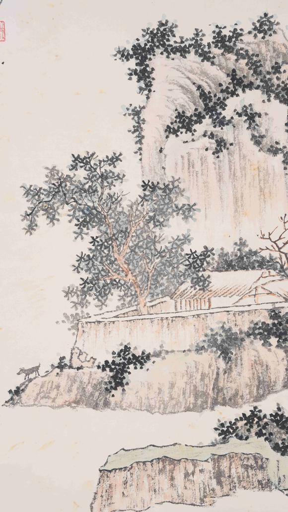 千葉大和溥儒紙本山水圖畫