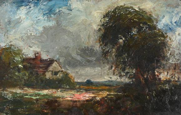 DreweattsCIRCLE OF JOHN CONSTABLE (BRITISH 1776-1837), LANDSCAPE WITH A COTTAGE