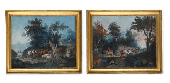 DreweattsFOLLOWER OF PETER LE CAVE, RURAL LANDSCAPES WITH DROVERS