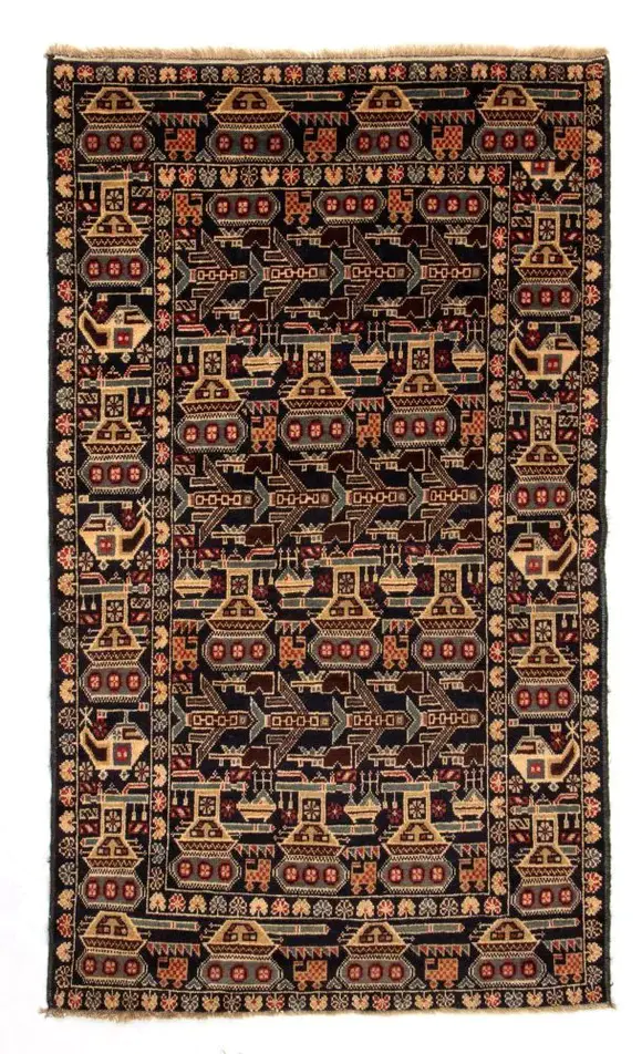 Bertolami Fine ArtWar rug. Colored wools. Afghanistan, ca. 1980.
