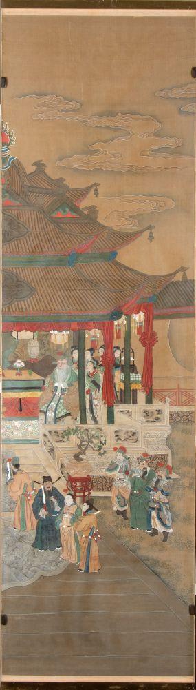 Bertolami Fine ArtAn important painting composed of twelve panels. Ink and colors on silk, China, Qing Dynasty (1644-1912).