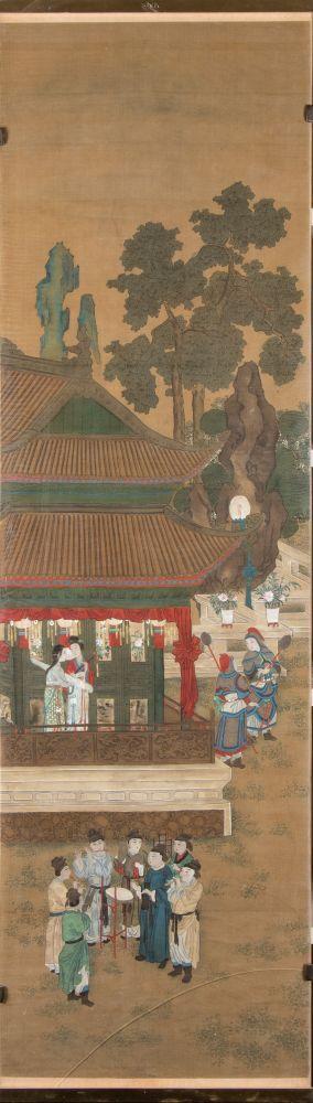 Bertolami Fine ArtAn important painting composed of twelve panels. Ink and colors on silk, China, Qing Dynasty (1644-1912).