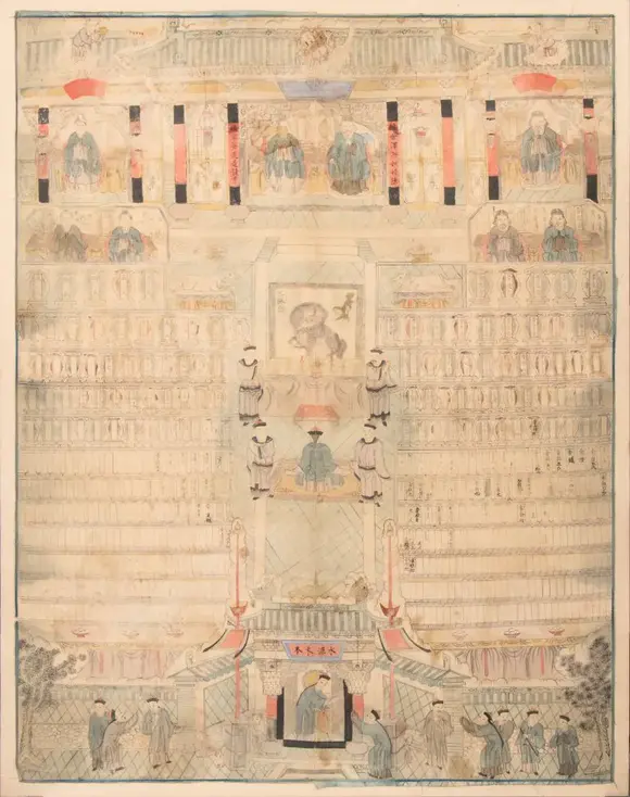 Bertolami Fine ArtLarge painting of Chinese ancestors, China, Qing dynasty (1644-1911), late 19th century