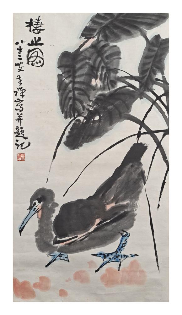 京都粵盛美術李苦禪/棲止圖