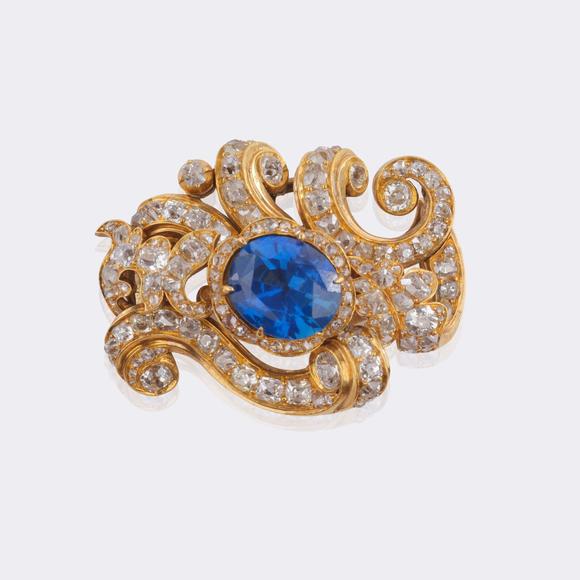 Auktionshaus StahlCarl Siewers Workshop first mentioned 1849. Antique St. Petersburg Diamond Bracelet with Natural Ceylon Sapphire 'Cornflower Blue'.