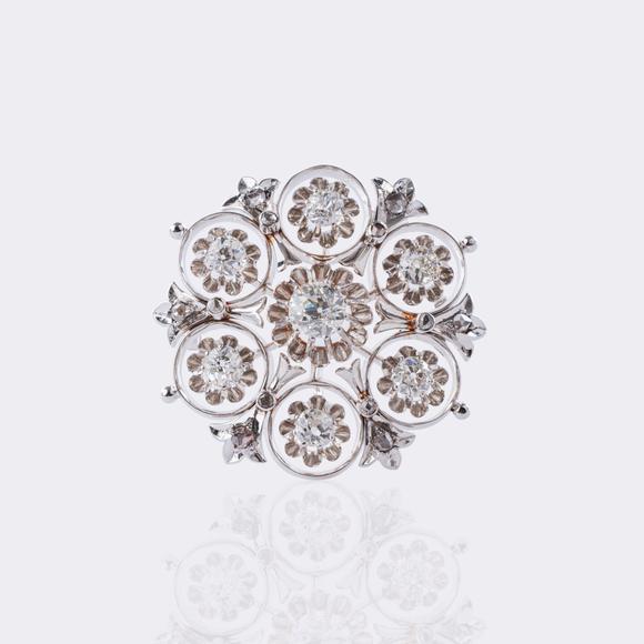 Auktionshaus StahlArt Nouveau Rosette Brooch with Old-Cut Diamonds.