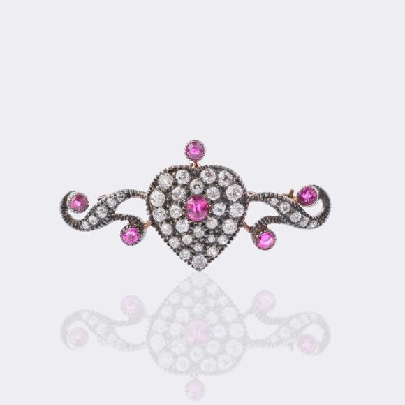Auktionshaus StahlFin de siècle Diamond Ruby Brosche.