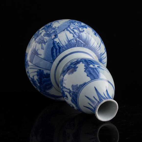 Oakridge Auction Gallery明崇禎 青花人物葫蘆瓶  A Chinese blue and white double gourd-form vase
