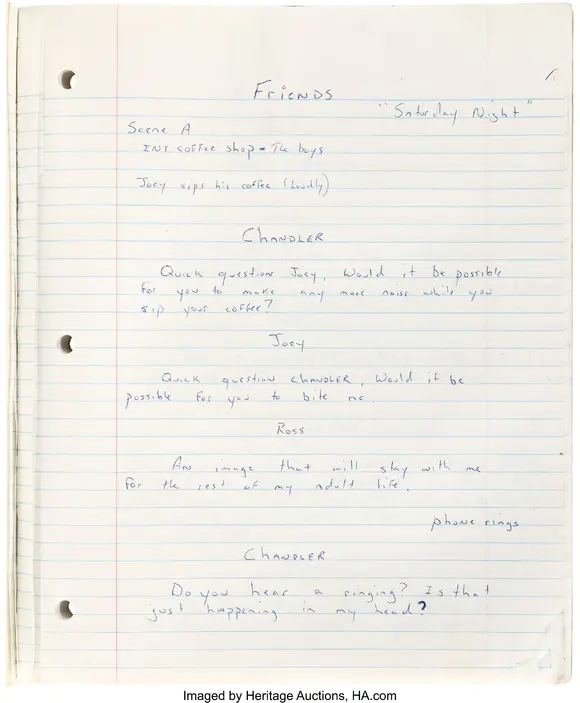 Heritage AuctionsFriends (NBC TV, 1994-2004), Pilot Script, 