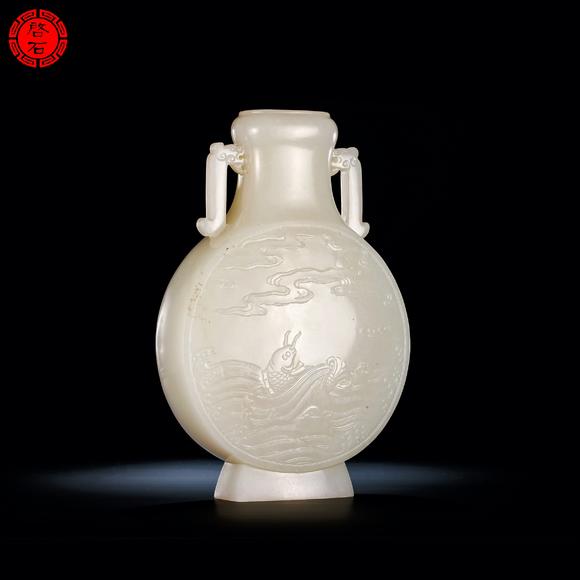北京啟石清 仙鶴朝陽(yáng)抱月瓶