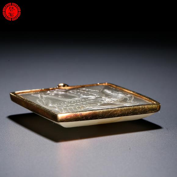 北京啟石明 蘆雁銜穗紋玉飾