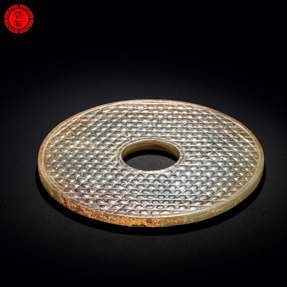 北京啟石明 蒲紋玉璧