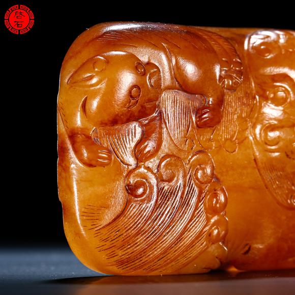 北京啟石明 太獅少獅紋帶扣