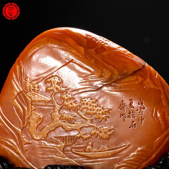 北京啟石現(xiàn)代 郭懋介作留皮薄意雕擺件
