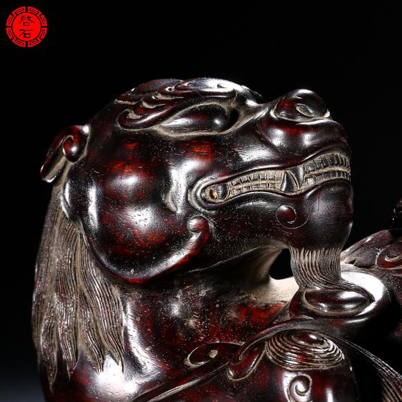 北京啟石清中期 瑞獸座饕餮柱蓮花口燭臺