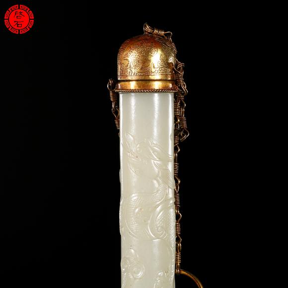 北京啟石明 龍紋香筒