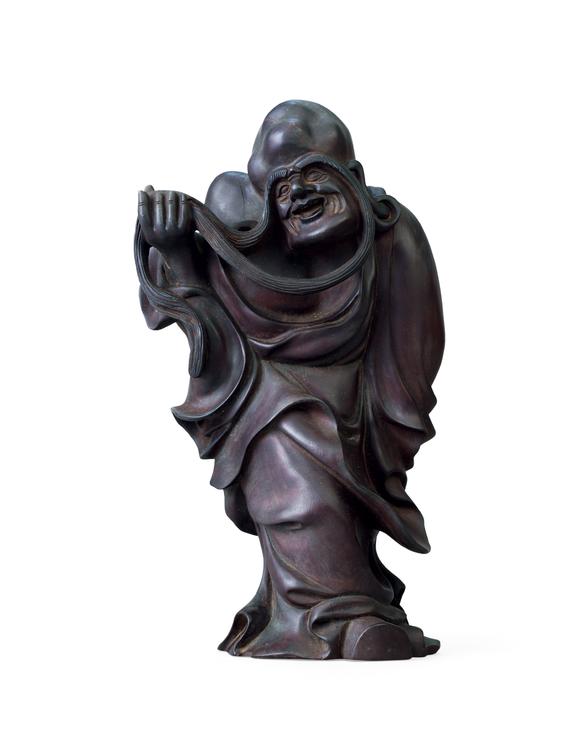 皇廷拍賣清 硬木雕長眉羅漢立像擺件