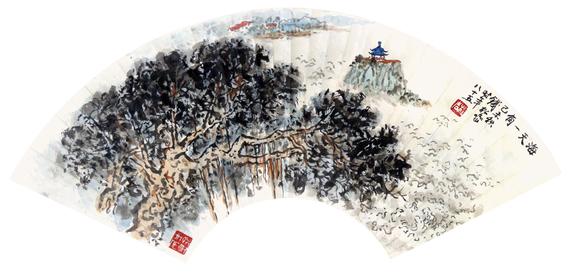 中信國際錢松喦  海天一角扇面