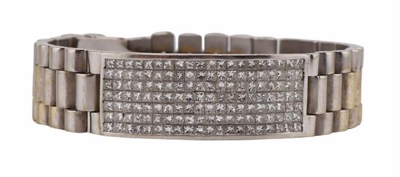 Clarke Auction GalleryJEWELRY. Men's 18kt Gold & 4+ct Diamond Bracelet.