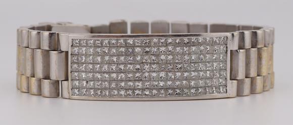 Clarke Auction GalleryJEWELRY. Men's 18kt Gold & 4+ct Diamond Bracelet.