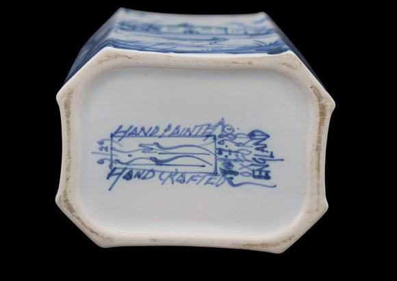 Clarke Auction GallerySILVER. English Silver Mounted Delftware Tea Caddy