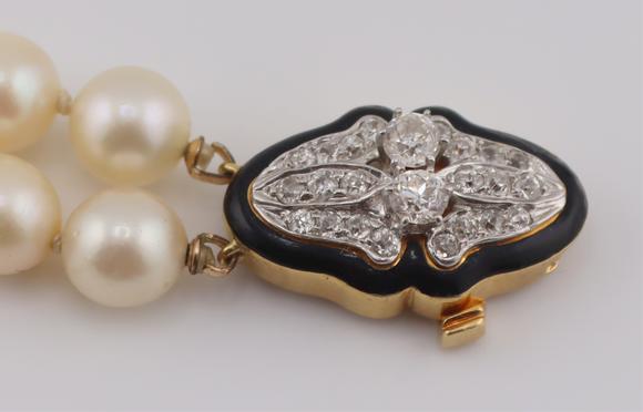 Clarke Auction GalleryJEWELRY. DAVID WEBB 18kt Gold Diamond Pearl, Onyx