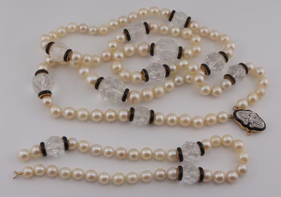 Clarke Auction GalleryJEWELRY. DAVID WEBB 18kt Gold Diamond Pearl, Onyx